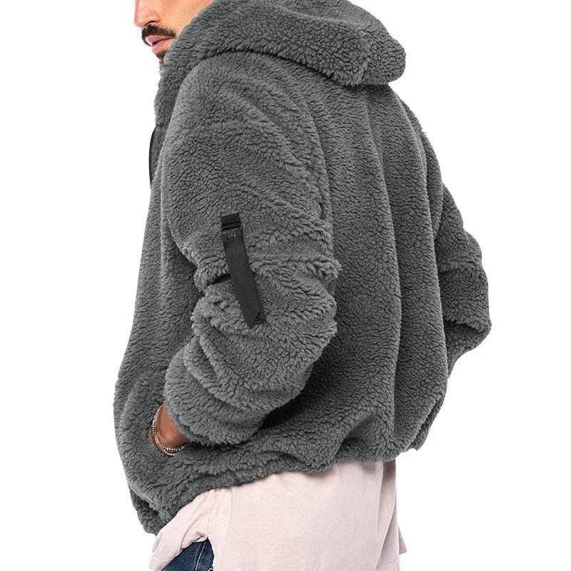 Men's Winter Jacket Warm Loose Casual Fleece Soft Fabric Velvet Skin Friendly Solid Streetwear Fashion Jackets Coats for Men