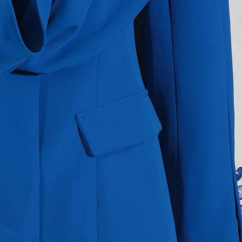 Fashion Suit Jacket for Women 2024 Autumn New Blue Design Formal Slim Fit High-end Small Suit Women Clothing