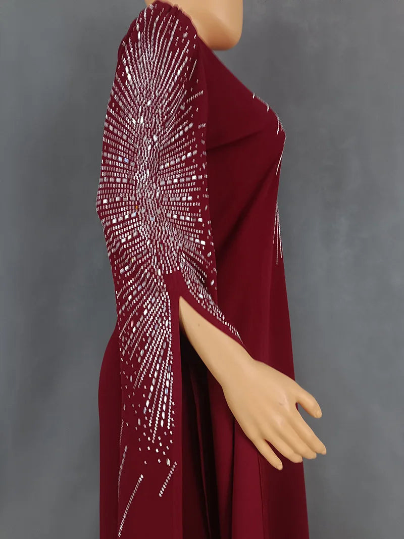 African Women Light Luxury Senior Sense Evening Dress Dubai Muslim High Quality Fashion Sequins Maxi Dresses Elegant Slim Abayas