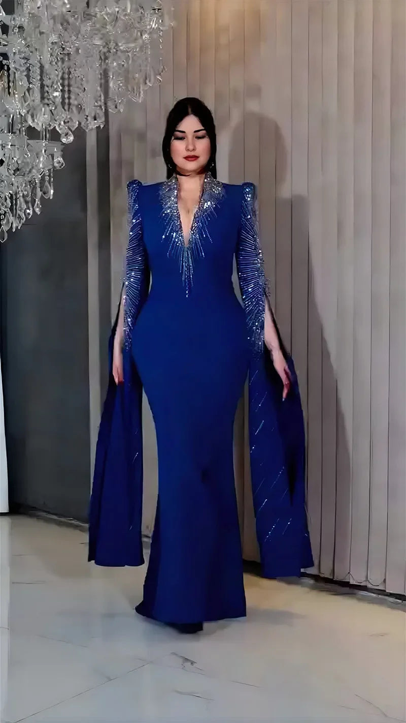African Women Light Luxury Senior Sense Evening Dress Dubai Muslim High Quality Fashion Sequins Maxi Dresses Elegant Slim Abayas