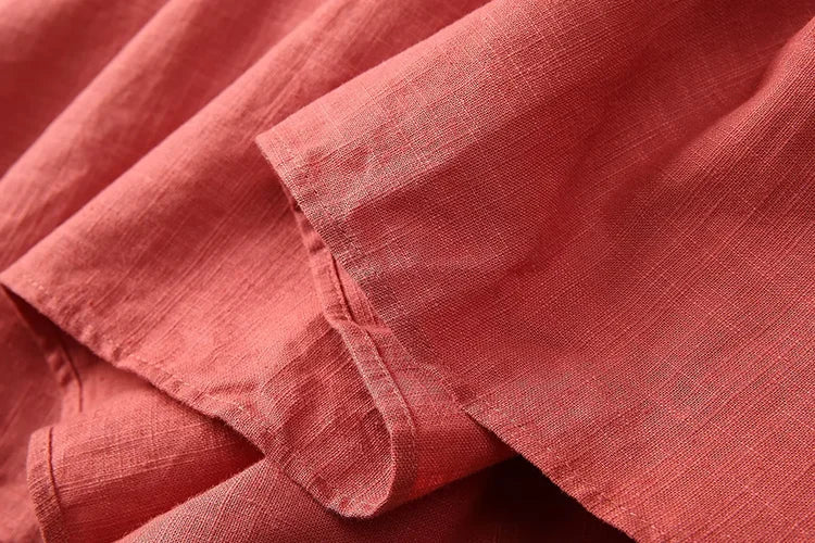 LD LINDA DELLA Elegant Commuter Solid Color Women's Dress Autumn Winter Turn-Down Collar Lace-UP linen long sleeves Dresses