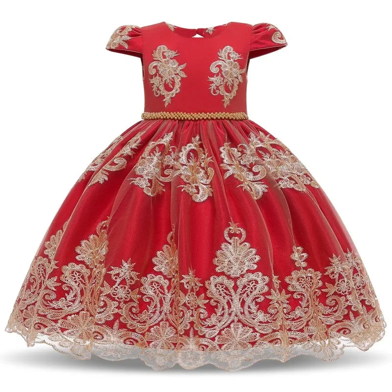 Cute Baby Girls Dress for Party Flower Lace Vintage Girl Dresses for 1-5Yrs Baby Clothes Holiday Kids Snow White Princess Dress