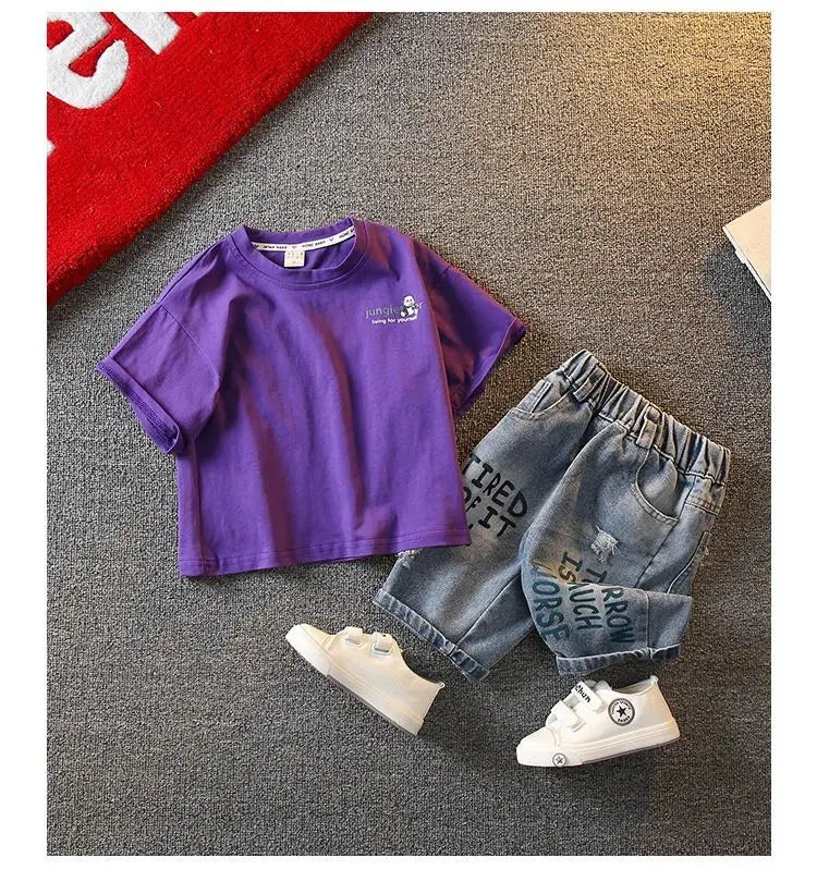 Summer Boys Clothing Set New Baby Children's Cartoon Short Sleeve T-shirt Shorts Two Piece Fashion Boys' Leisure Sports Set