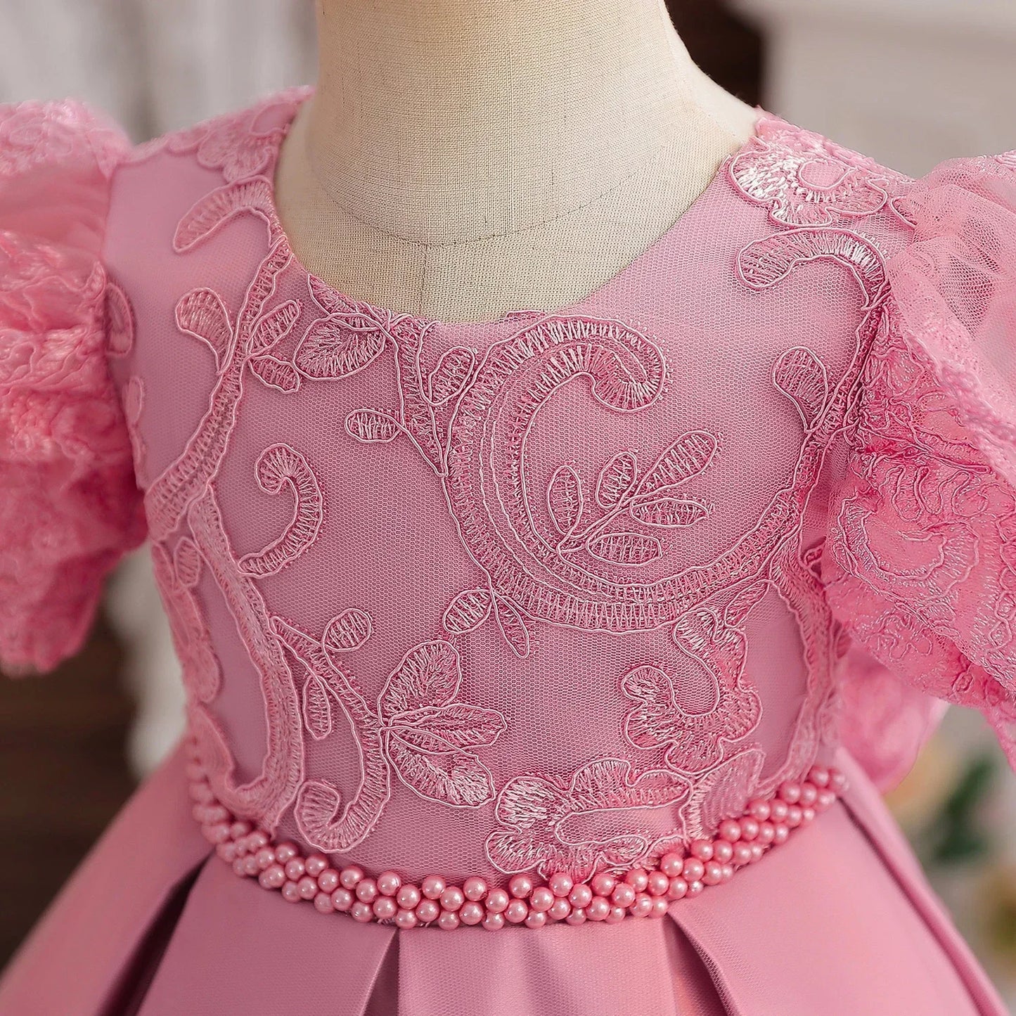 Baby Girls 1st Birthday Pink Princess Dress for Luxury Embroidery Costumes Kids Baptism Party Beading Clothes Toddler Dresses