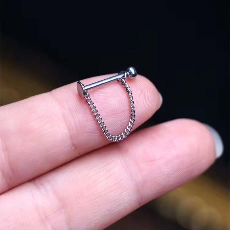 2PCS New Stainless Steel Lip Piercing Chain Labret Lip Stud Straight Bar In The Lips Labial Piercing Trendy Body Jewelry
