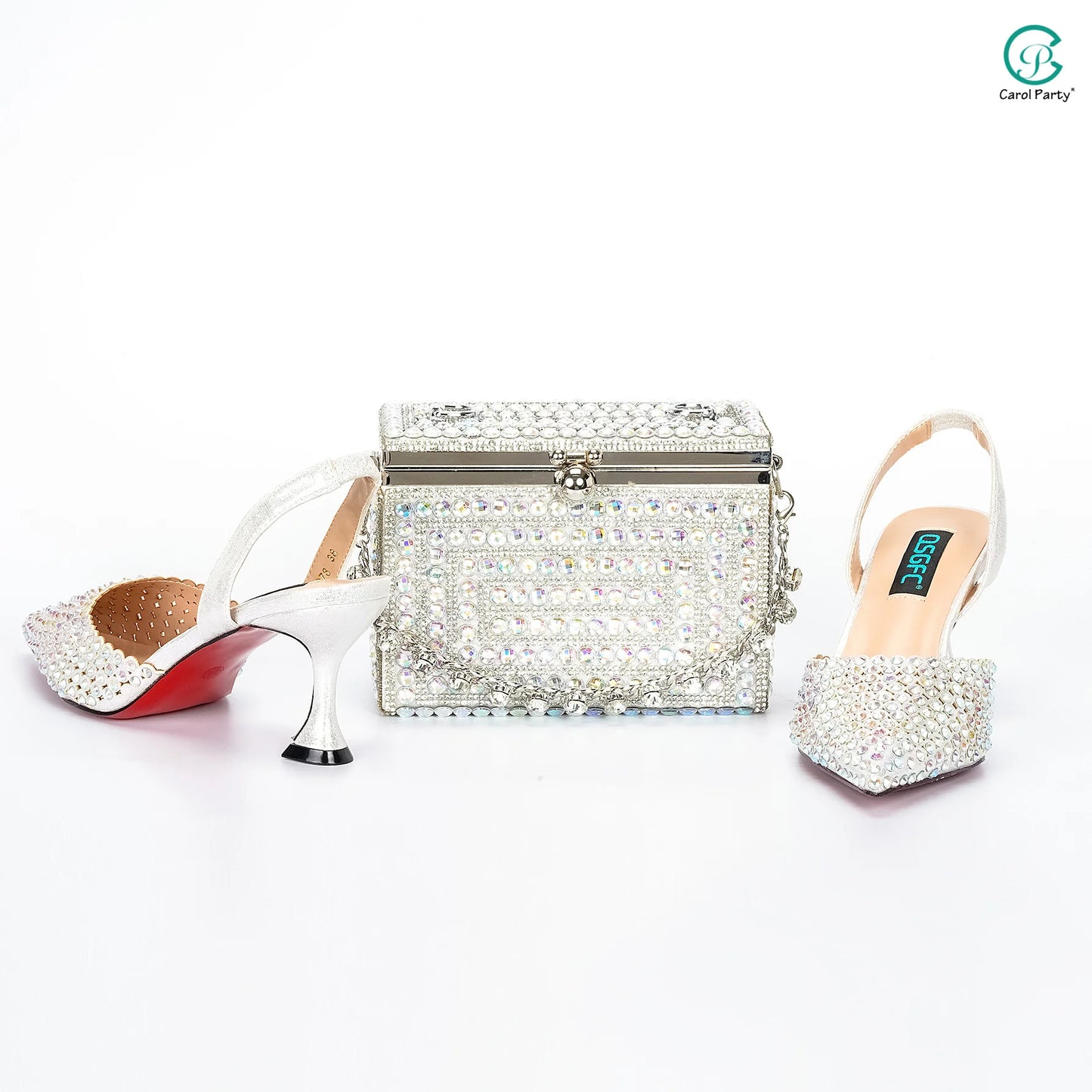 Italian Design Wedding Party Shoes & Small Box Bag Comfortable Noble Thin Heels Sexy Single Shoes Mesh Breathable Women's