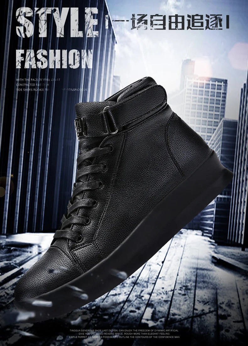Fashion Luxury Men's Red High Top Sneakers PU Leather Casual Sneakers Men Flat Designer Shoes Breathable Hip Hop Sport Shoes Man