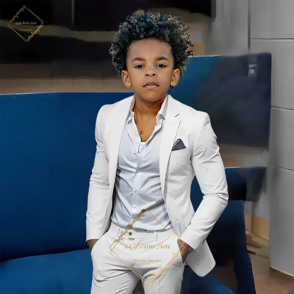 Kids' Orange Single-Breasted Suit (Jacket + Trousers) – Stylish Slim Fit, Perfect for Weddings & Cocktail Parties