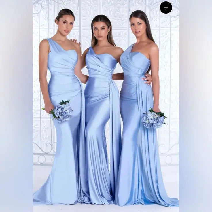 Purple Blue Pink Bridesmaid Dresses Women For Wedding Satin One Shoulder Sexy Mermaid Vestidos Para Bodas Mujer Invitada Chic