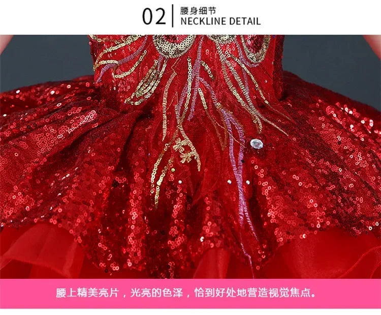 Summer Stage Princess Girls Casual Dresses Sequin Tutu Children Costume Robe Fille Party Baby Clothing Dance Kids Dress Vestidos
