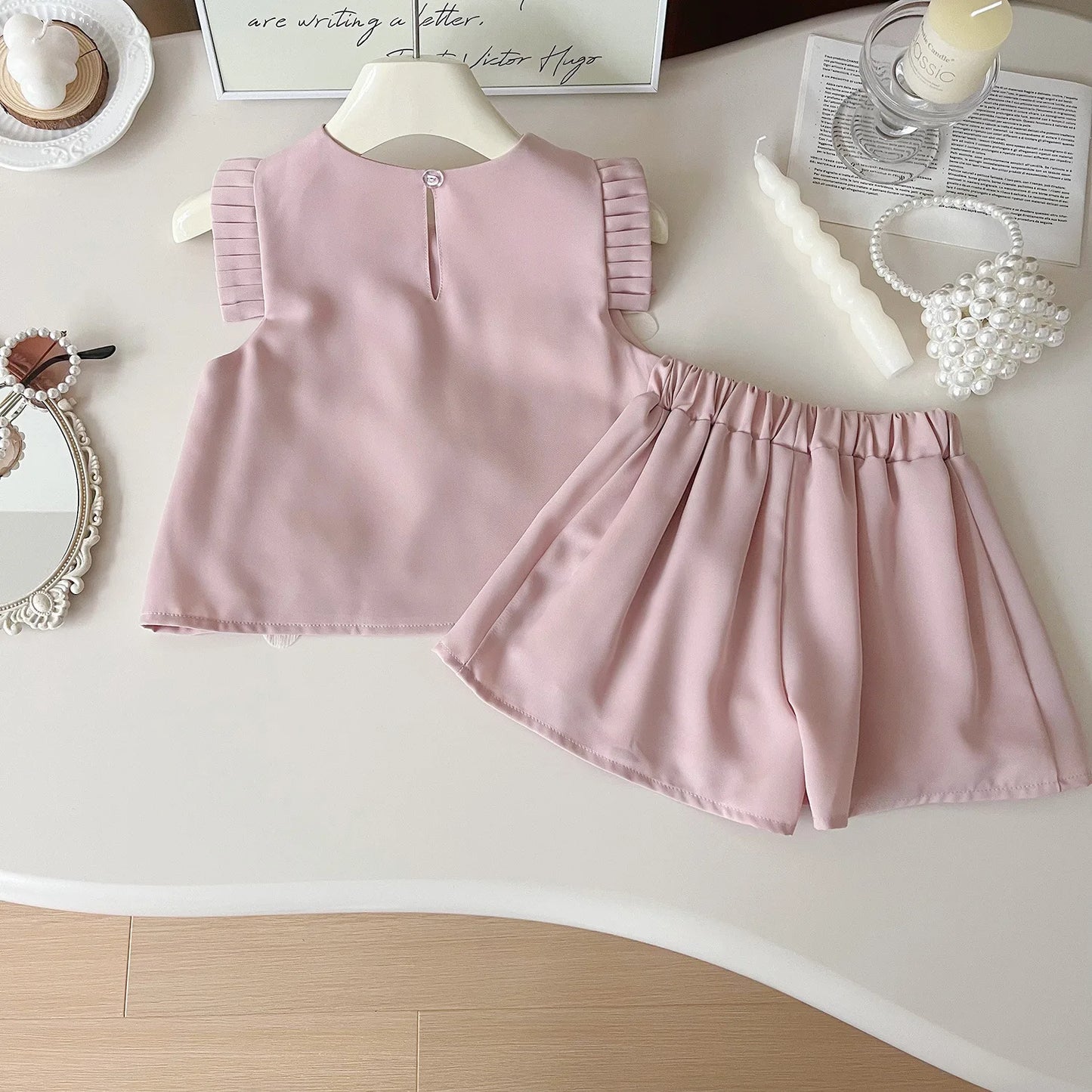 New Baby Girls 2Pcs Summer Clothing Set Three Flowers Short Sleeve T-shirt Shorts Toddler Children's Girl Casual Outfit Suit