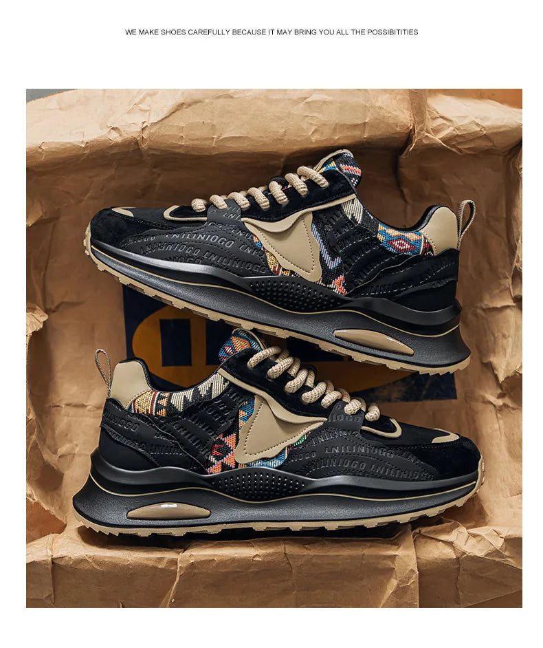 Men Sneakers 2025 Spring Autumn New Comfortable Outdoor Non Slip Running Shoes Trend Wear-resistant Vintage Lace Up Casual Shoes