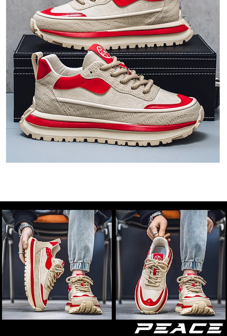Casual Sneaker Loafers Men's Sneakers Male Sneakers Thick Bottom Shoes for Men Sports and Leisure Soft and Comfortable Non-Slip
