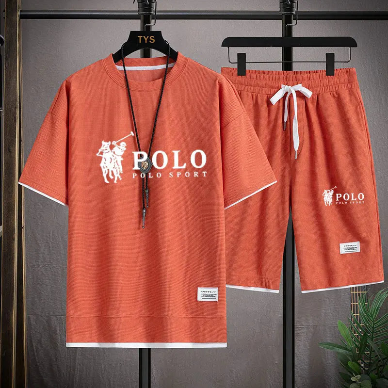 Men's short sleeved T-shirt and sports shorts set casual sportswear Korean fashion summer