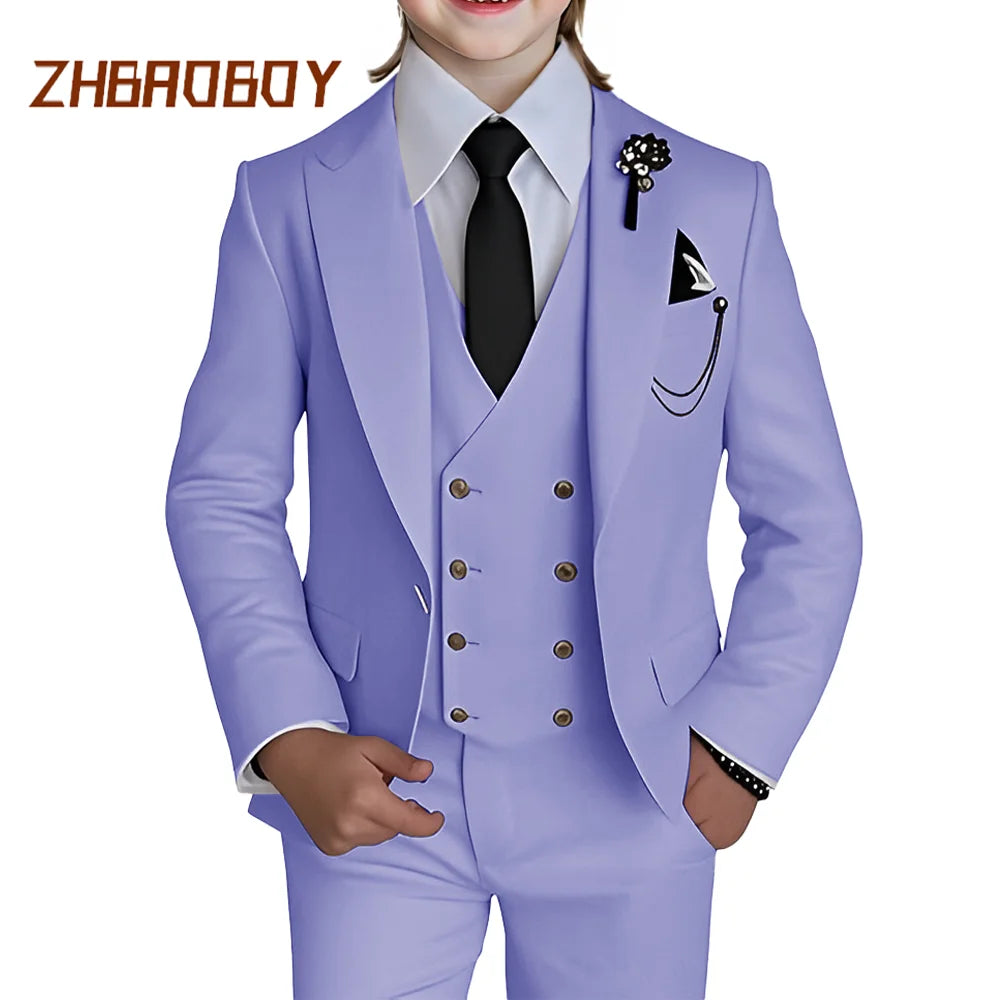 Boy's 3 Piece Suit Slim Fit Suit One Button Formal Wedding Suits Prom Dress Suit