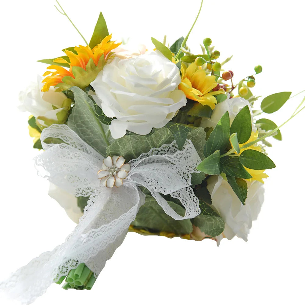 Wedding Supplies Sun Flower Sunflower Holding Flowers Artificial Flower Rose Bridal Bouquet Flower Bouquet Decoration