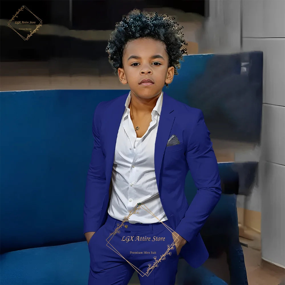 Kids' Orange Single-Breasted Suit (Jacket + Trousers) – Stylish Slim Fit, Perfect for Weddings & Cocktail Parties