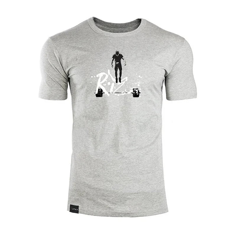 Men's Summer Skinny Short Sleeve Casual T-Shirt Male Gym Fitness Sport Running Workout Tight Tee Cotton Tops Sweatshirt Clothing