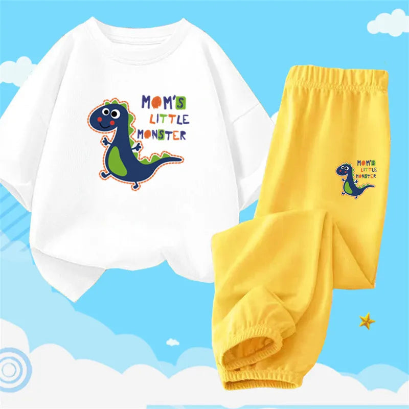 Boys Summer Clothes Set Kids Cartoon Space T shirts+Loose Harlan pants Suit 2PCS Pack Teens Sports Clothing Sets
