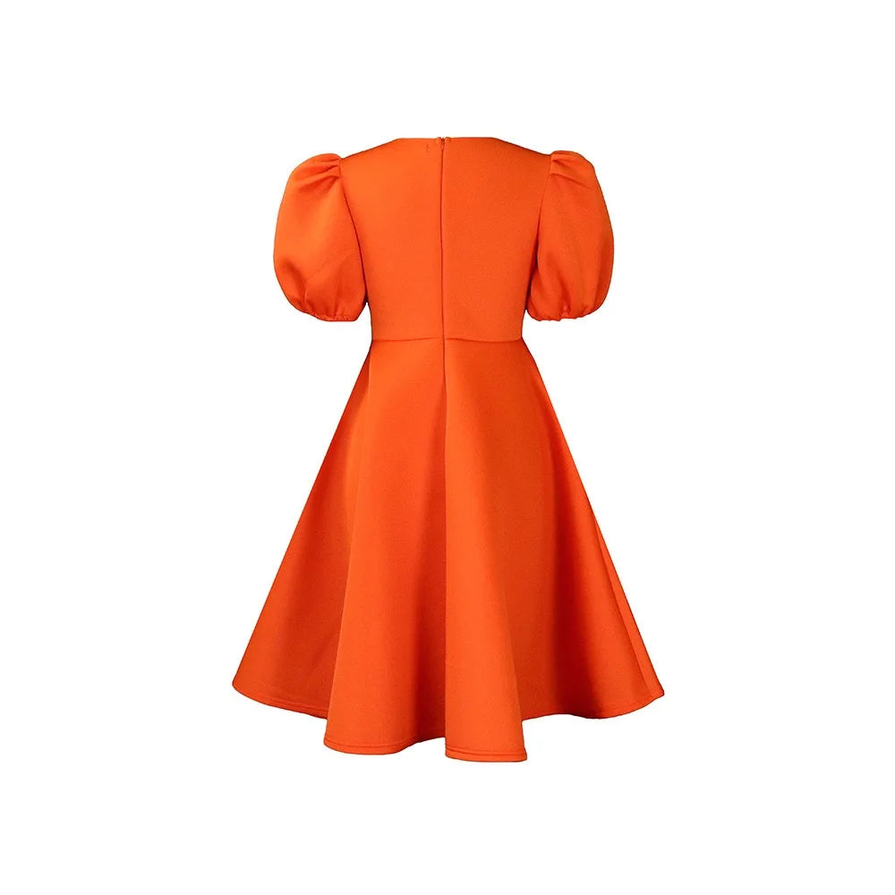 Elegant Party Dresses for Women O Neck Short Sleeve High Waisted A Line Pleated Mid Calf Luxury Birthday Dinner Vestidos Mujer