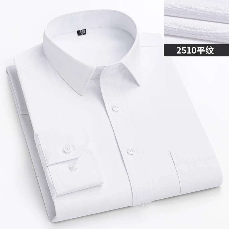 New Men's White Business Shirt Autumn Long Sleeve Leisure Plus Size Big 11XL 10XL 9XL Patchwork Black Yellow Social Dress Shirts