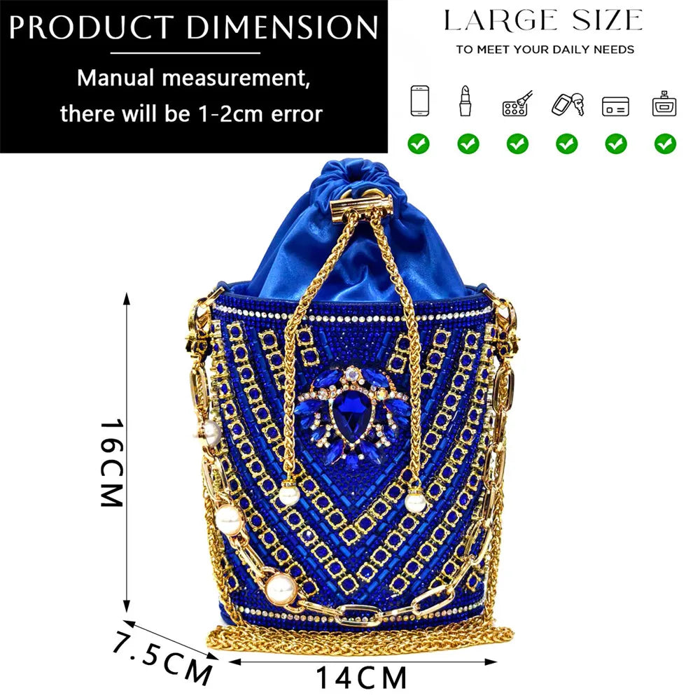 Nigerian Heel Party for Women Blue Color Shoes and Bag Set Rhinestone Handbag Italian Design Wedding INS 2025