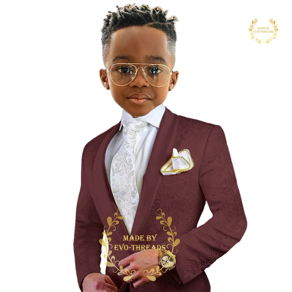 Boys suit' white 2-piece set (floral jacket+pants) age 2~16 kids formal event wedding prom child gift, custom tuxedo