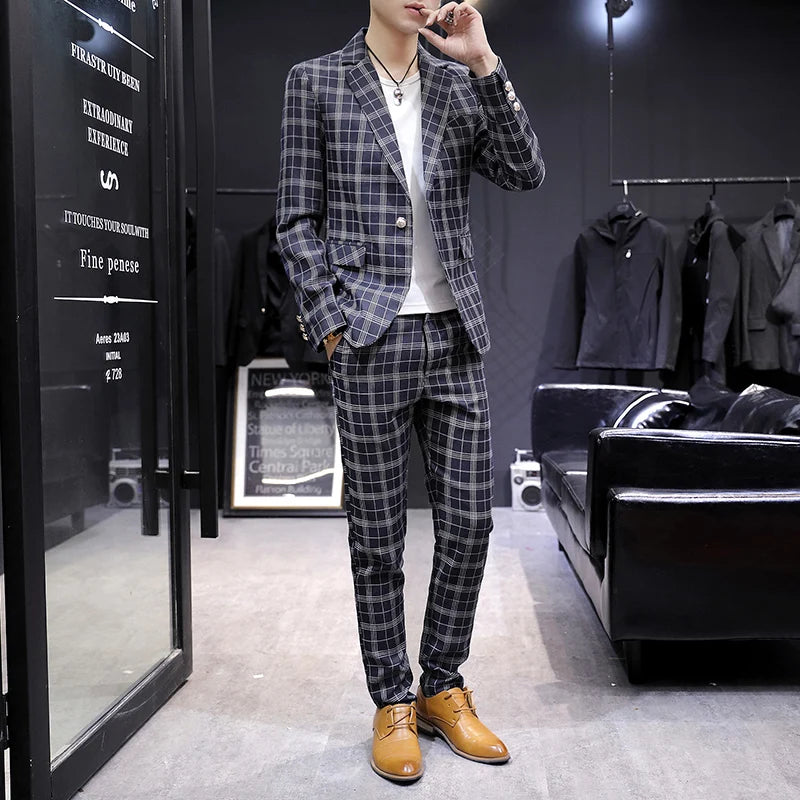 Casual suit jacket fashion loose luffian handsome suit senior sense top single business formal Korean student suit