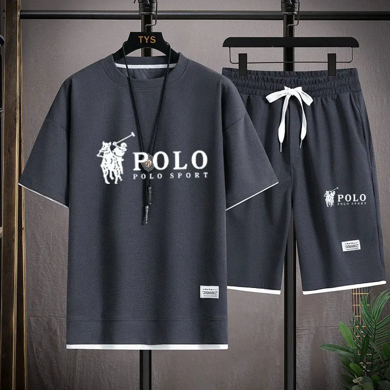 Men's short sleeved T-shirt and sports shorts set casual sportswear Korean fashion summer