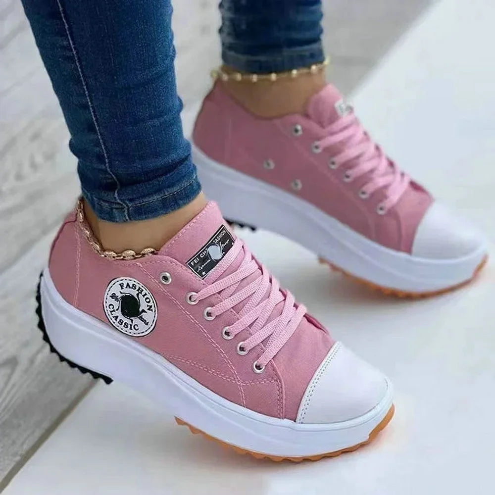Women Pattern Canvas Sneakers Women Casual Shoes 2023 Women Sneakers Shoes Flat Lace-Up Zapatillas Mujer Chaussure Femme