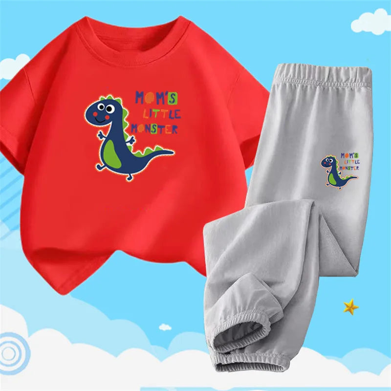 Boys Summer Clothes Set Kids Cartoon Space T shirts+Loose Harlan pants Suit 2PCS Pack Teens Sports Clothing Sets