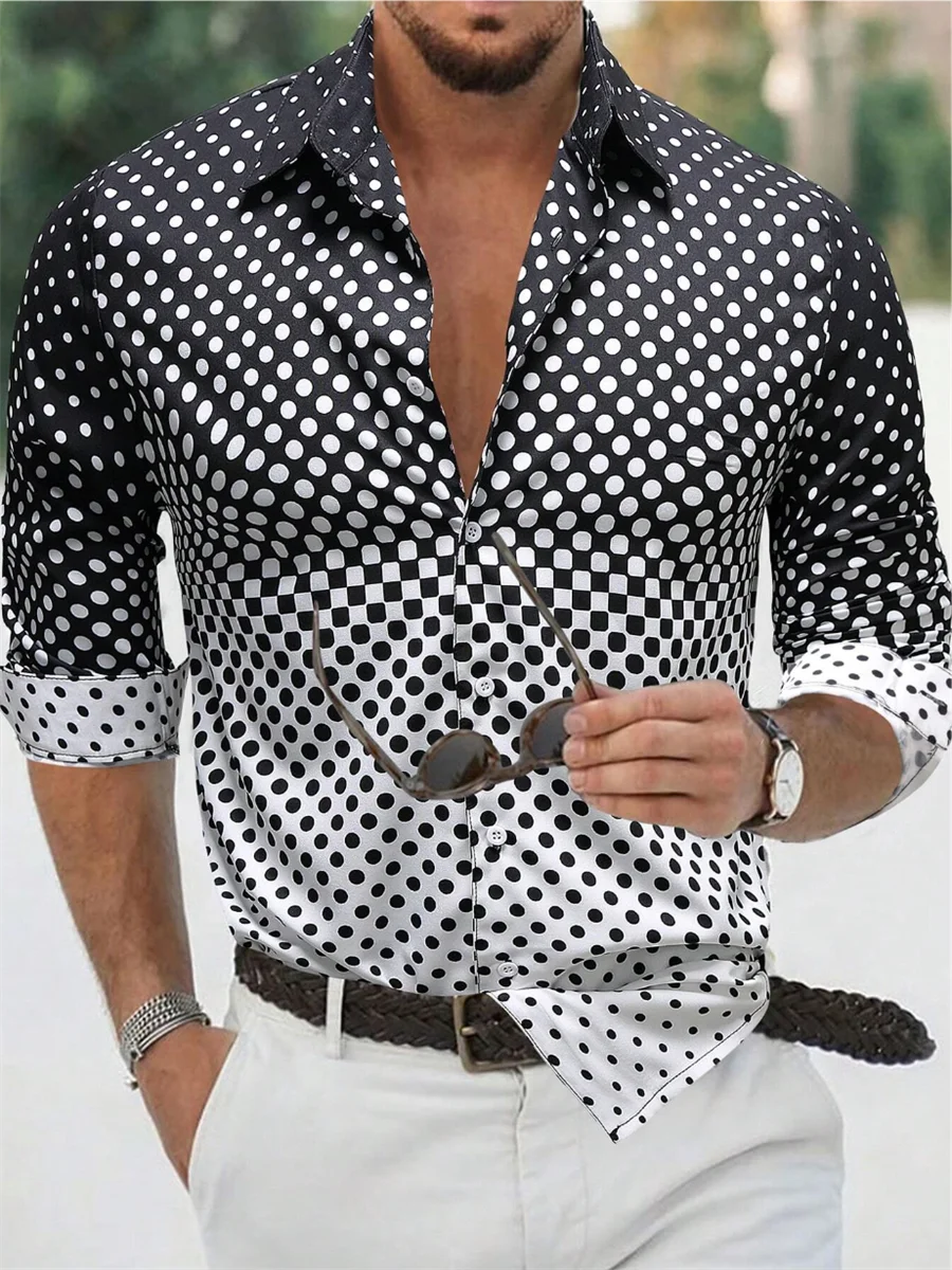 Men's long sleeved shirt polychrome Gradient pattern 3D printed top for spring and autumn new fashion men's unisex clothing