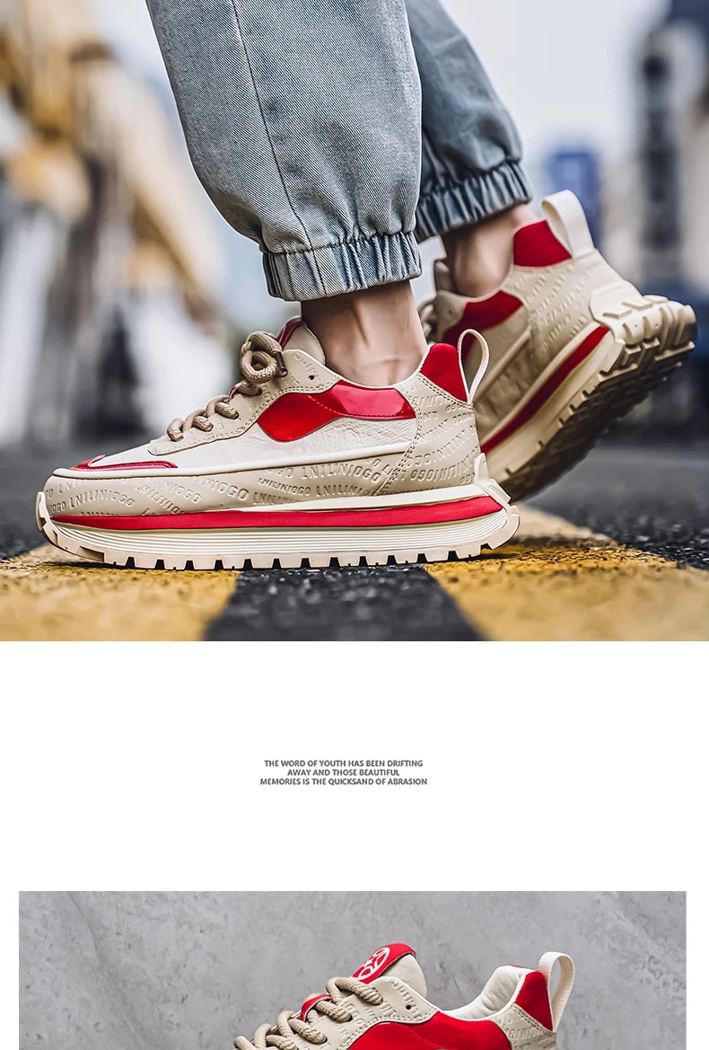Casual Sneaker Loafers Men's Sneakers Male Sneakers Thick Bottom Shoes for Men Sports and Leisure Soft and Comfortable Non-Slip
