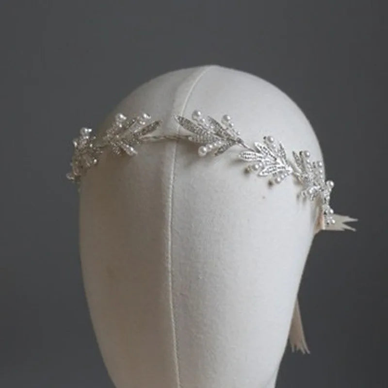 Pearl Rhinestone White Flower Headband Women Wedding Hair Accessories For Women Bride Tiara Headband Hair Jewelry Hairband