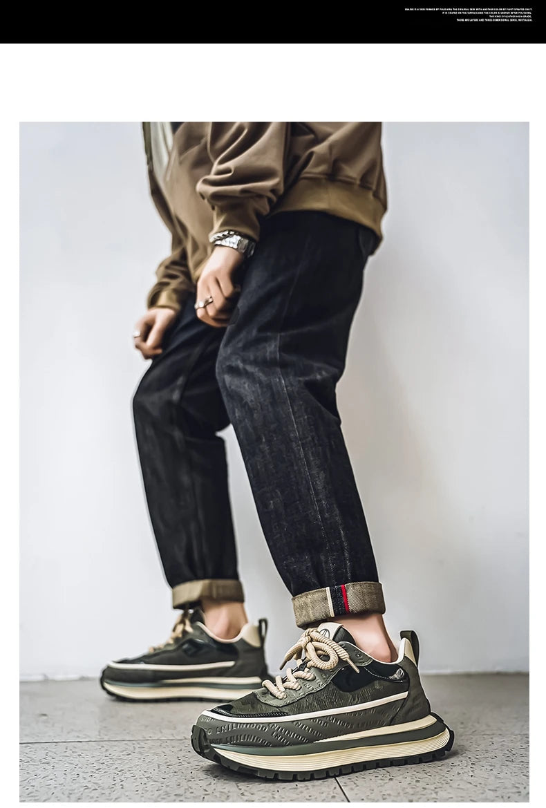 Casual Sneaker Loafers Men's Sneakers Male Sneakers Thick Bottom Shoes for Men Sports and Leisure Soft and Comfortable Non-Slip