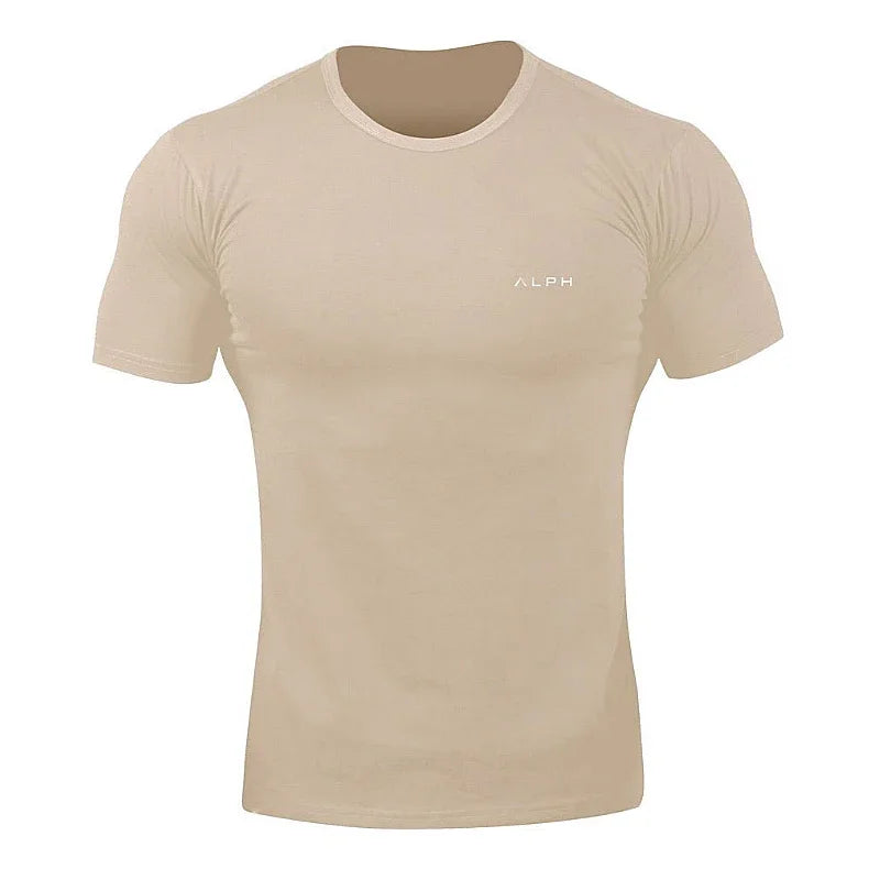 Men's Summer Skinny Short Sleeve Casual T-Shirt Male Gym Fitness Sport Running Workout Tight Tee Cotton Tops Sweatshirt Clothing