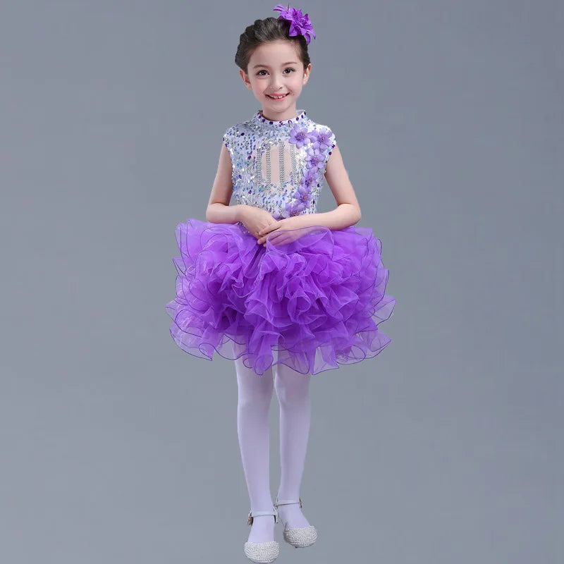 Summer Stage Princess Girls Casual Dresses Sequin Tutu Children Costume Robe Fille Party Baby Clothing Dance Kids Dress Vestidos