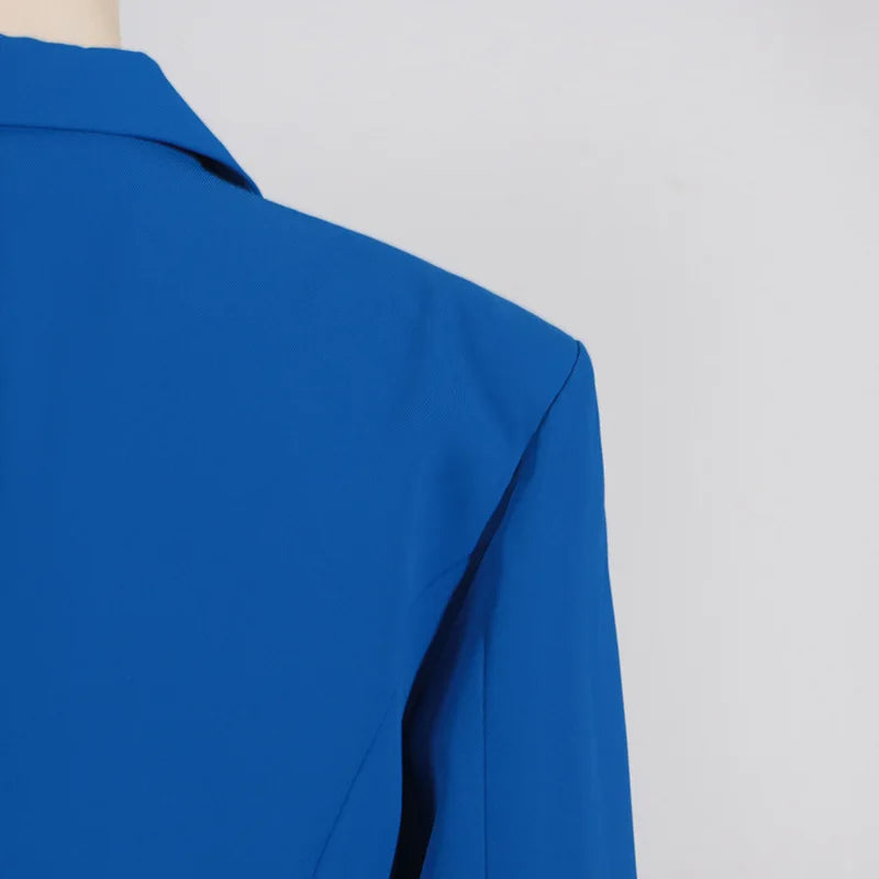 Fashion Suit Jacket for Women 2024 Autumn New Blue Design Formal Slim Fit High-end Small Suit Women Clothing
