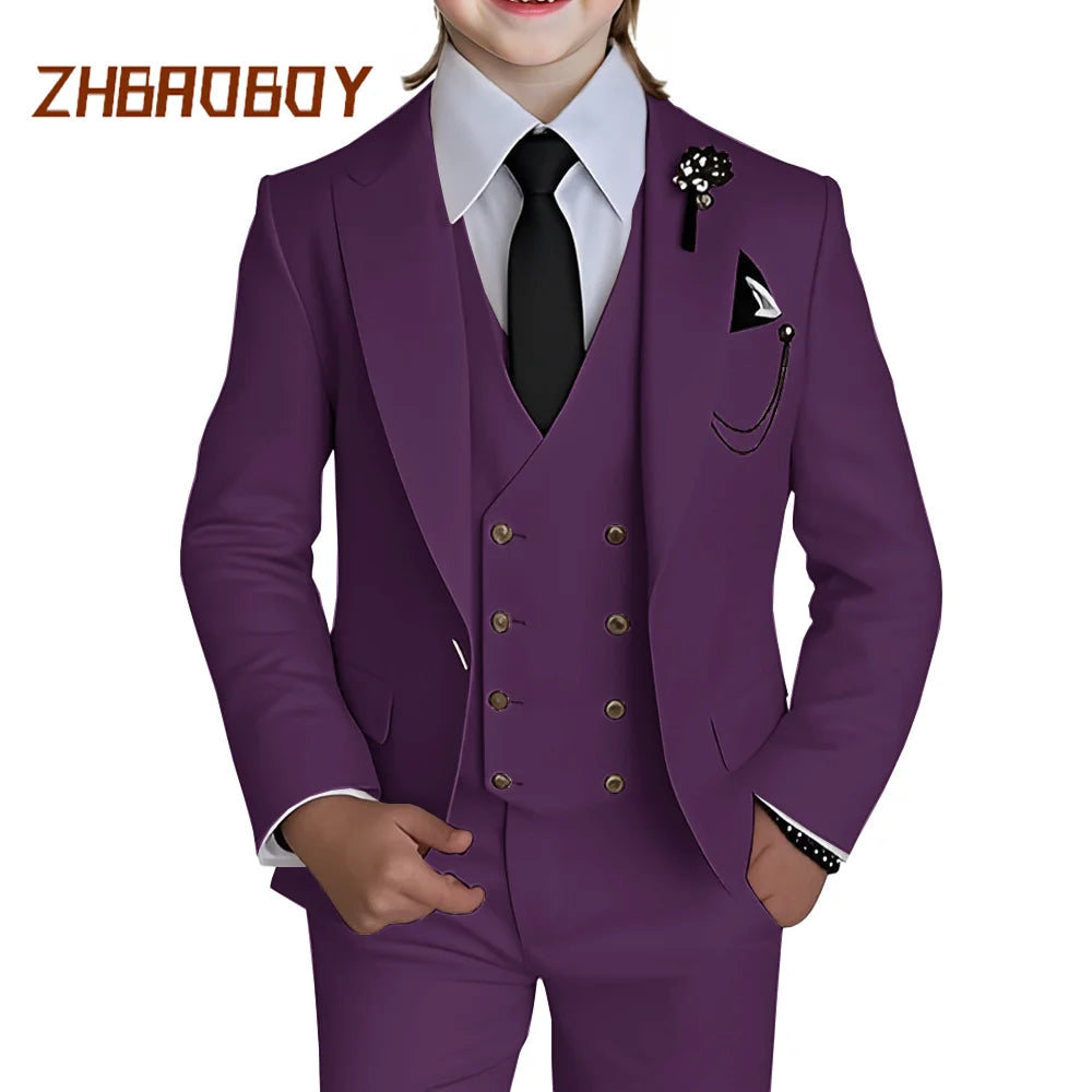 Boy's 3 Piece Suit Slim Fit Suit One Button Formal Wedding Suits Prom Dress Suit