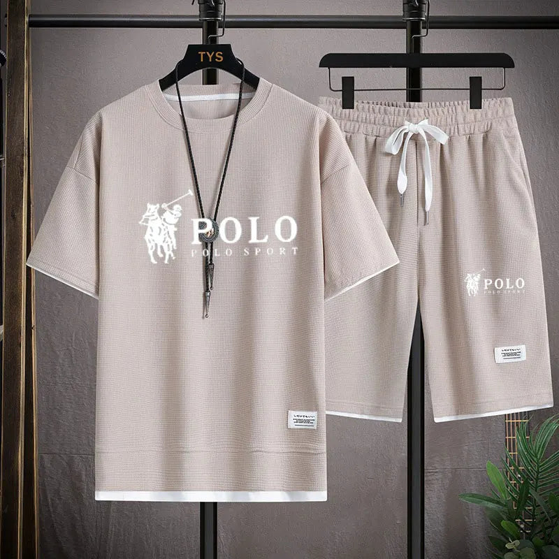 Men's short sleeved T-shirt and sports shorts set casual sportswear Korean fashion summer