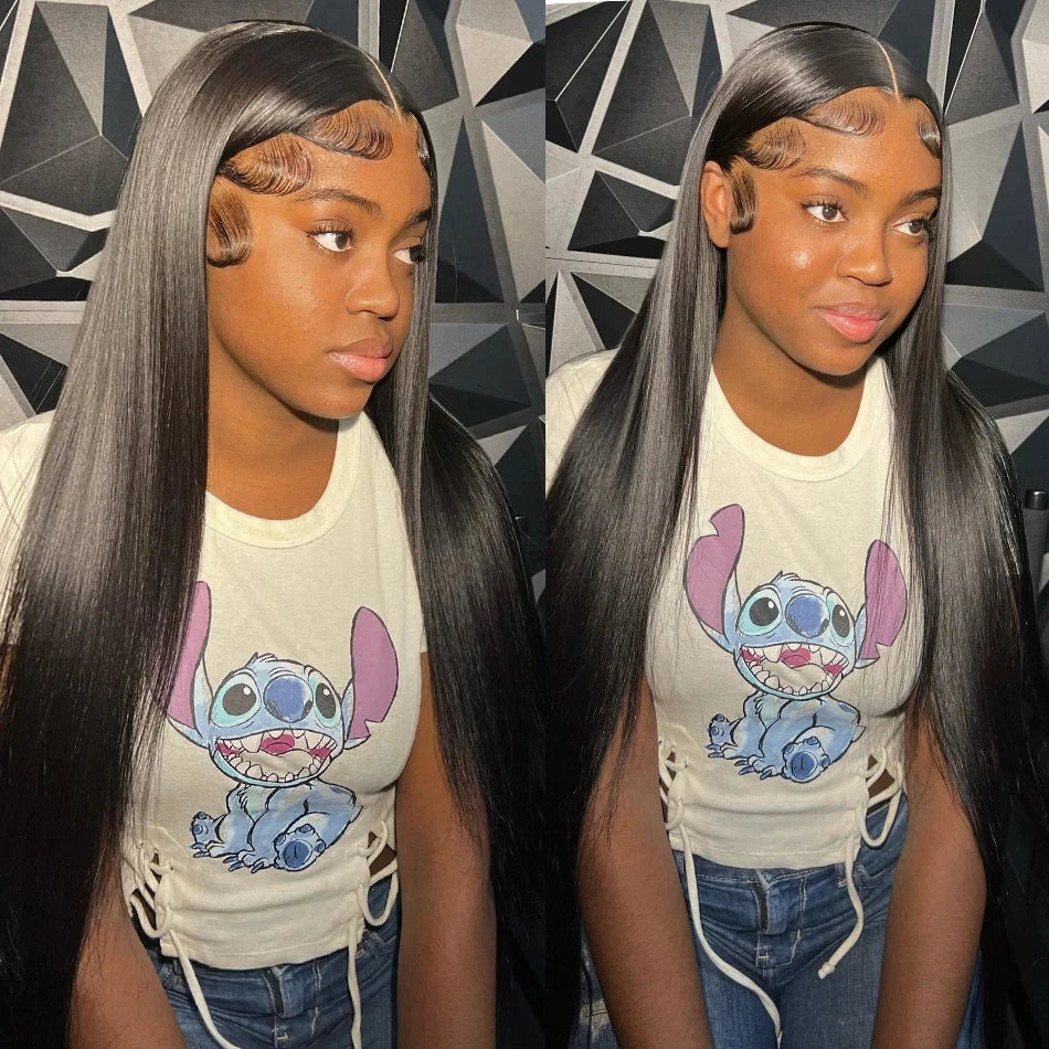 200% 13x4 Bone Straight Lace Front Wigs Human Hair Brazilian Remy Transparent 13x6 HD Lace Frontal Wig 26 28 30 Inch Closure Wig