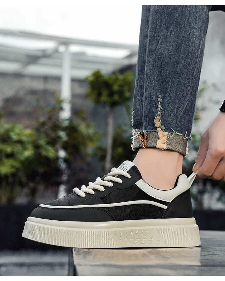 2025 New style fashionable and trendy white sneakers, versatile board shoes, thick-soled height-increasing casual men's shoes