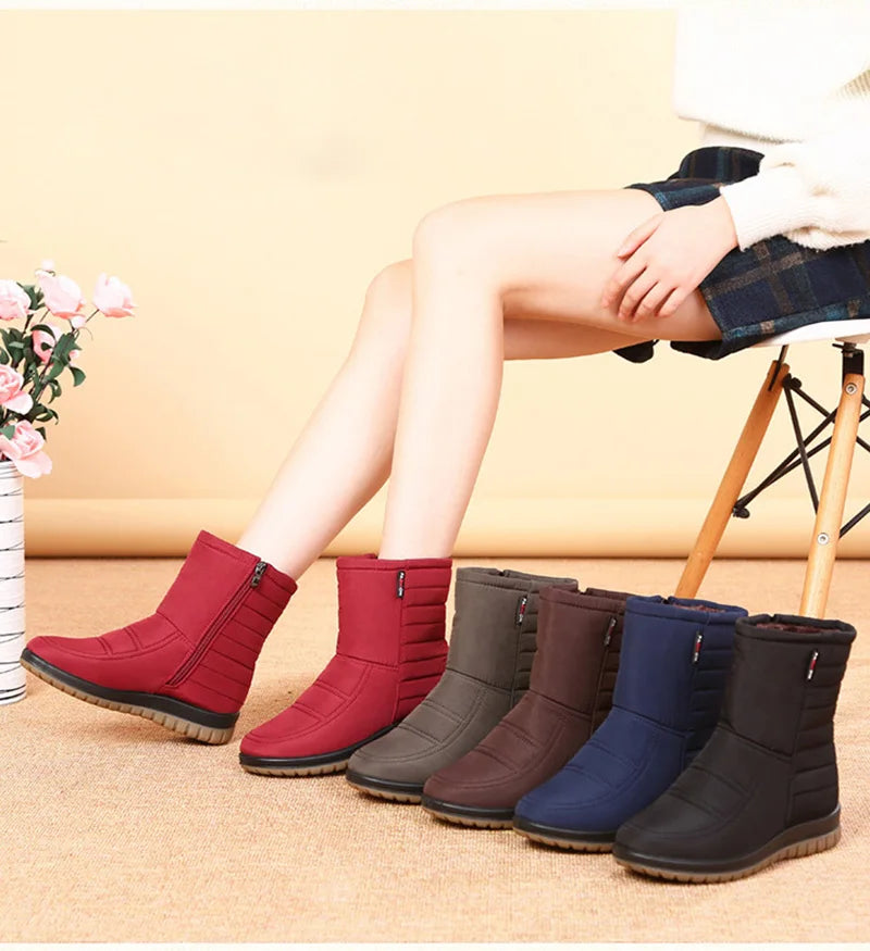 Waterproof Snow Boots Women Winter Shoes Non-slip Cold Winter Women Ankle Boots Non-slip Ladies Cotton Shoes Big Size 42 DX036
