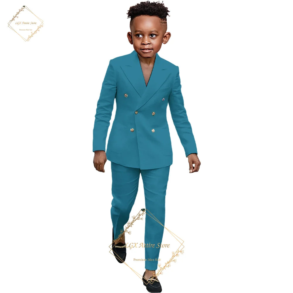 Boys suit 2 piece suit - custom made for 2~16 year old children double breasted peak lapel formal occasion slim fit suit