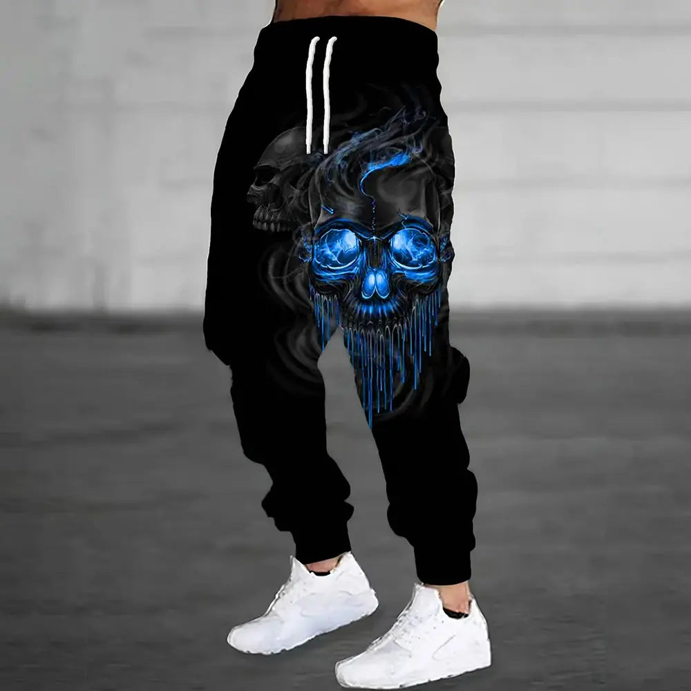 Winter New Thick Warm Pants 2026 New Fashion 3D Flame Print Sweatpants Men Large Size Loose Casual Pocket Drawstring Sweatpants