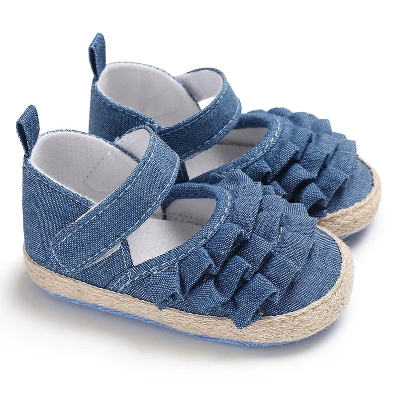 Newborn Toddler Baby Shoes Girl Baby Crib Shoes Princess Flower Bow Baby Cotton Sole First Walker Sneakers 0-18 Months