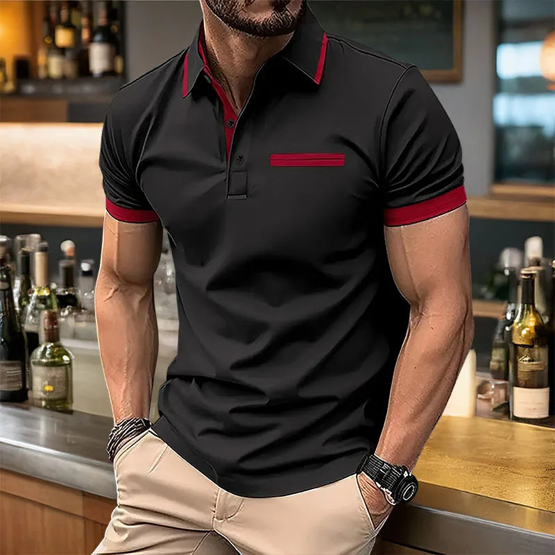 Summer Men's Short sleeved Polo Shirt Business Casual Collar T-shirt Plus Size Breathable Top European and American Plus size