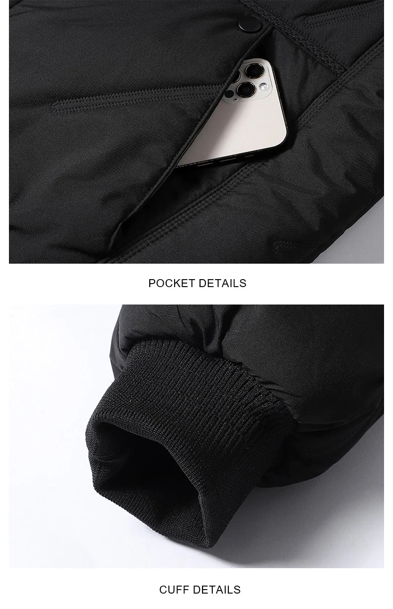 Men's Jacket Autumn Winter Thickened Warm Comfortable Breathable Casual Coat Outdoor Solid Color Windproof Zippered Jacket