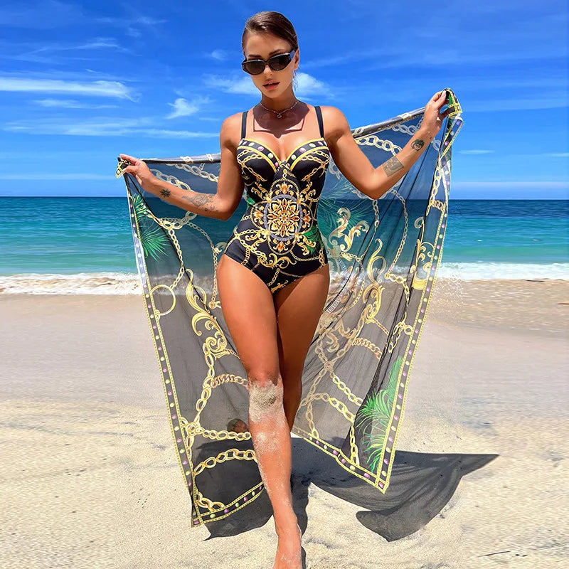 2024 Two Piece Women Bikini Set Push Up Floral Printed Bikinis Strappy Bandage Swimwear Brazilian Biquini Bathing Suit