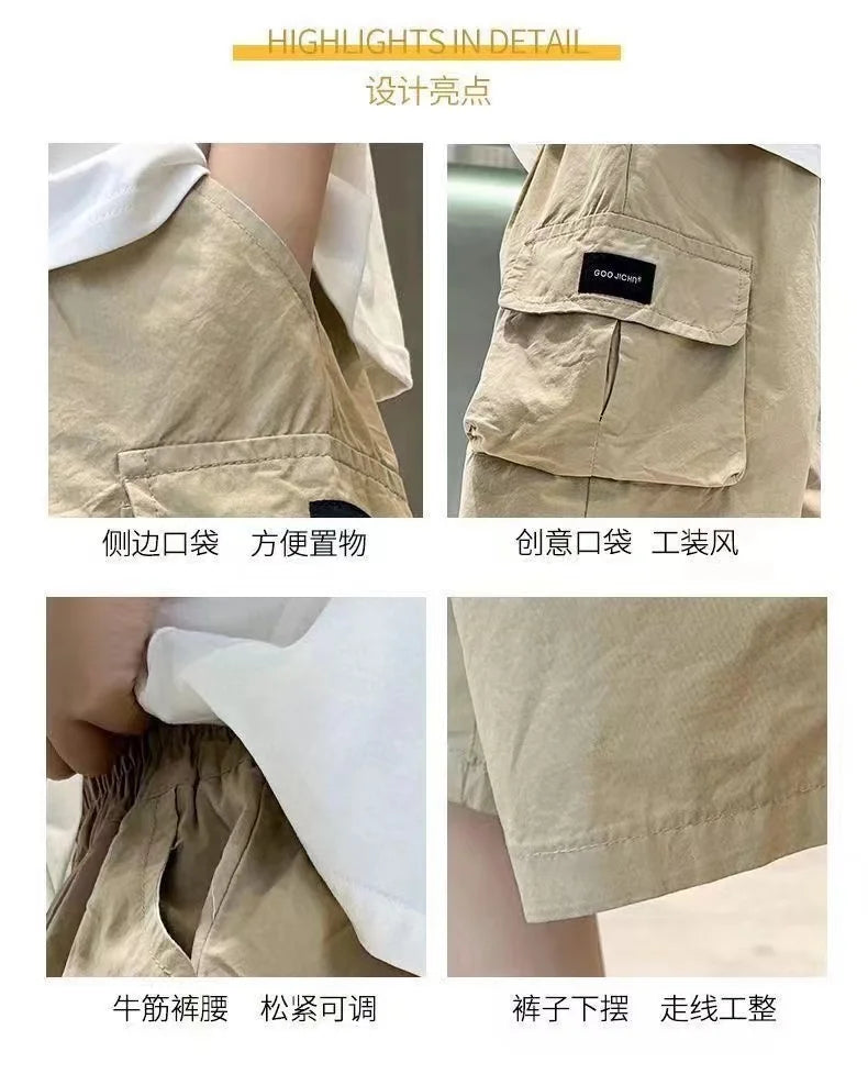 New Summer Teenage Short Boys Pants 3-14 Years Old Big Pocket Trousers For Kids Children Birthday Present